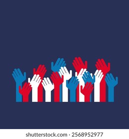 The vector of raised hands symbolizes unity and collective action, reflecting Martin Luther King Jr.'s vision of equality and justice.