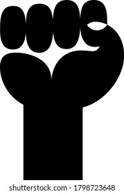 Vector raised hard clenched fist on white background. Eps8. RGB. Global color