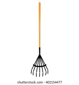 Vector rake. Garden tools. The tool for cleaning the lawn. Isolated on white.