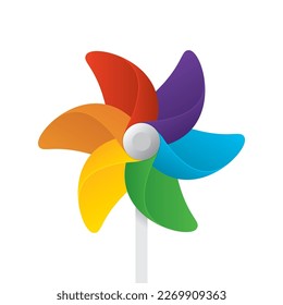 Vector ralistic colored Windmill. Isolated on white background.