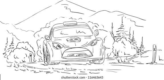 vector - coche de manifestación en la carretera