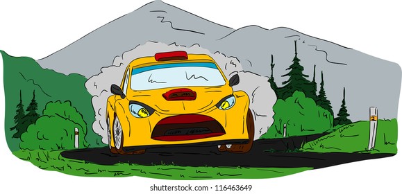 vector - coche de manifestación en la carretera