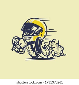 Vector Rally Helmet Cartoon Character