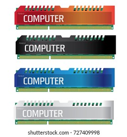 Vector. RAM computer game Memory isolated white background


