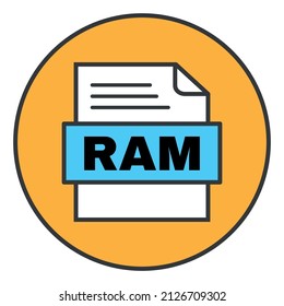 Vector RAM file icon. Vector Illustration. Isolated on White Background.