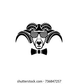 Vector ram head, face  for retro logos, emblems, badges, labels template and t-shirt vintage design element. Isolated on white background