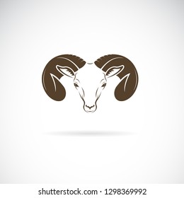 Vector of ram head or mountain sheep design on white background., goat Icon., Wild Animals. Easy editable layered vector illustration.