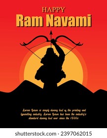 Vector ram Navami greeting card design.