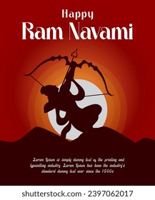 Vector ram Navami greeting card design.