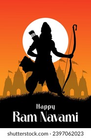 Vector ram Navami greeting card design.
