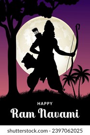 Vector ram Navami Grußkartendesign.