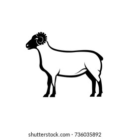 Vector ram silhouette view side for retro logos, emblems, badges, labels template vintage design element. Isolated on white background