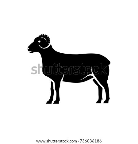Vector ram silhouette view side for retro logos, emblems, badges, labels template vintage design element. Isolated on white background
