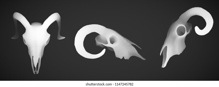 vector ram skull. 3d image of segments and polygons
