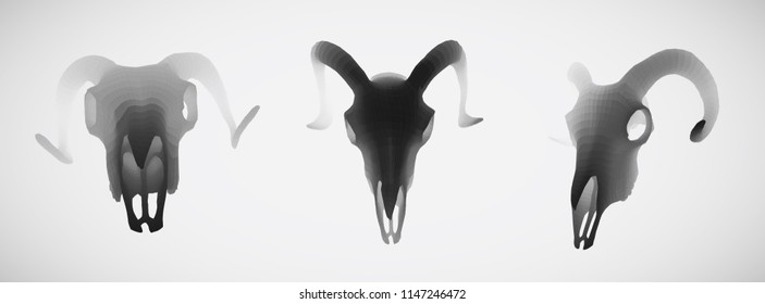 vector ram skull. 3d image of segments and polygons