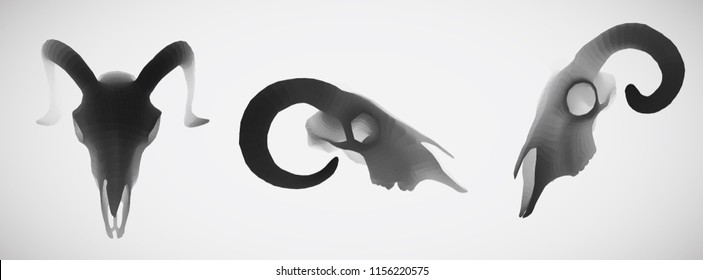 vector ram skull. 3d image of segments and polygons