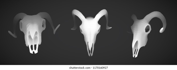 vector ram skull. 3d image of segments and polygons