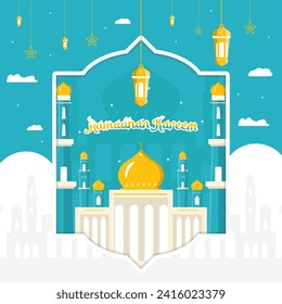 Vector Ramadan flat design with Islamic elements for festive and modern graphics