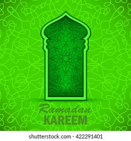 Vector Ramadan Greeting Card on Ornamental Background. Ramadan Kareem Holiday.