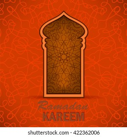 Vector Ramadan Greeting Card on Ornamental Background. Ramadan Kareem Holiday.
