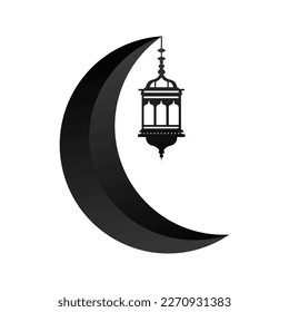 Vector ramadan icon for eid ul fitr moon and lantern design
