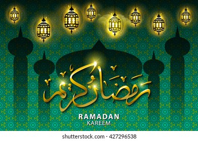 vector ramadan kareem arabic calligraphy. Shiny Arabic lamp decorated. arabic background for holy month of Muslim community Ramadan Kareem celebration. art