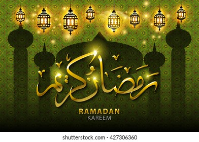 vector ramadan kareem arabic calligraphy. Shiny Arabic lamp decorated. arabic background for holy month of Muslim community Ramadan Kareem celebration. art