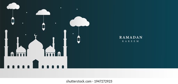 Vector Ramadan Kareem Background with night view for web,banner,wallpaper and Others.