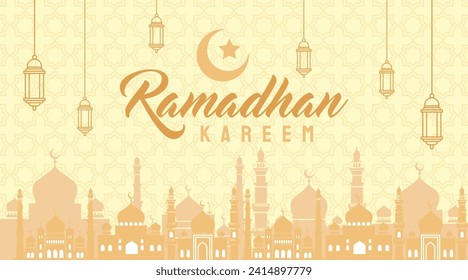 Vector Ramadan Kareem Background with Seamless Pattern