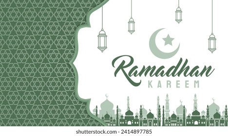 Vector Ramadan Kareem Background with Seamless Pattern