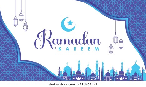 Vektor Ramadan Kareem Hintergrund mit Nahtlosem Muster