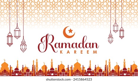 Vector Ramadan Kareem fondo con patrón sin foco