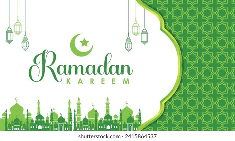 Vector Ramadan Kareem Background with Seamless Pattern