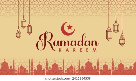 Vector Ramadan Kareem fondo con tema de color marrón sin foco