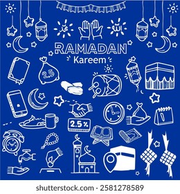 Vector Ramadan Kareem design on blue background