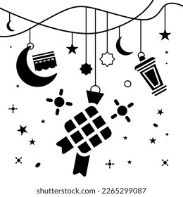 Vector Ramadan kareem element background decorative design black and white style illustration perfect design