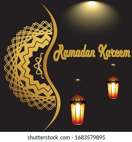 vector ramadan kareem gold color with lights and light decoration