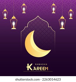 Vektor Ramadan Kareem Grußkartendesign auf islamischem Hintergrund
