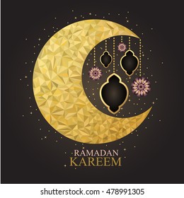 Vector of Ramadan Kareem with intricate lamp design for the celebration of Muslim community festival.
