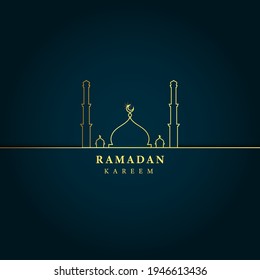 Vector Ramadan Kareem with Mosque Background