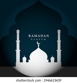 Vector Ramadan Kareem with Mosque Background