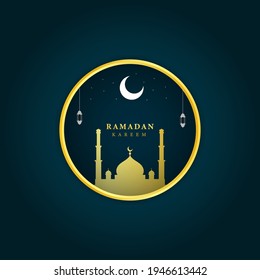 Vector Ramadan Kareem with Mosque Background