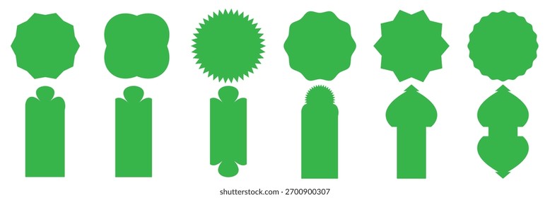 Vector  Ramadan Kareem mosque gates, doors and windows .Collection of various green geometric and ornamental shapes arranged on a perfect for design elements, templates, and pattern creation.