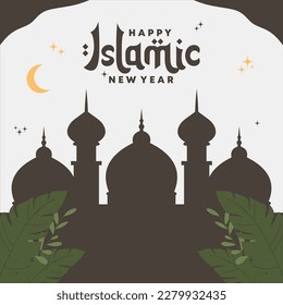 Vektor Ramadan Kareem. mit Moschee, Mond und Text glücklich islamisch neues Jahr, arabische Dekoration im östlichen Stil, islamischer muslimischer Hintergrund. Rmadanischer Hintergrund