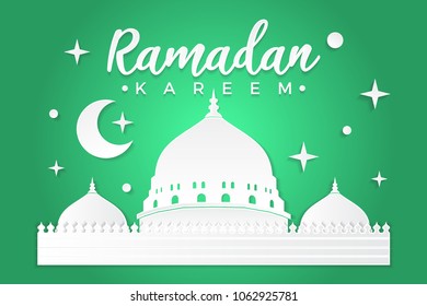 vector ramadan kareem paper art style