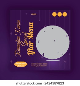 Vector ramadan special menu for social media post design template