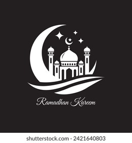 Vector Ramadhan Kareem simple logo mosque illustration