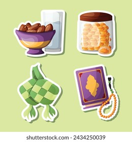 vector ramadhan sticker set illustration