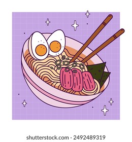 Vector ramen. Asian food concept. Japanese noodle.