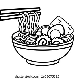 a vector of ramen with chopstick